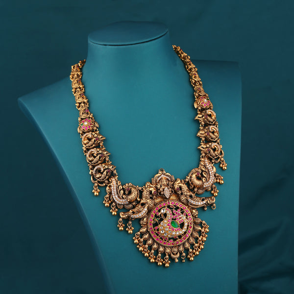 Antique-Nagas-Peacock-Haaram-with-Stones-and-Beads