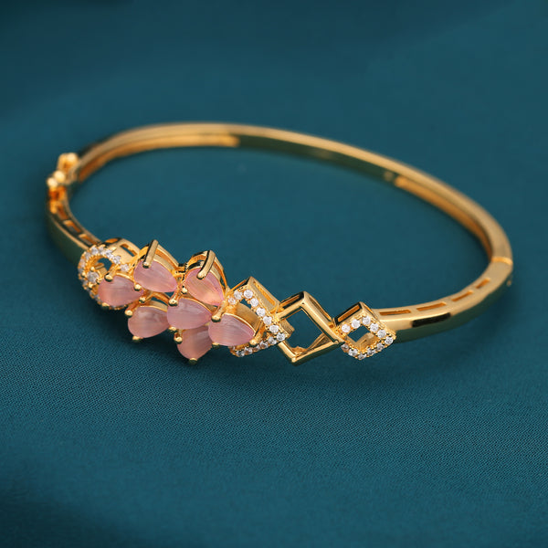 Pretty Zigzag Bracelet with Pink Stones