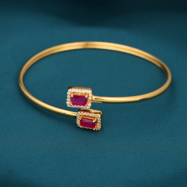 Elegant Rectangle Pink Stone Bracelet