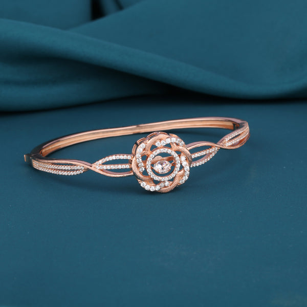 Aglow-Rose-gold-Flower-Silver-Bracelet