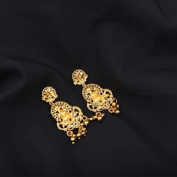 Devika-Goddess-Lakshmi-Designed-Gold-Plated-Silver-Earring-Set