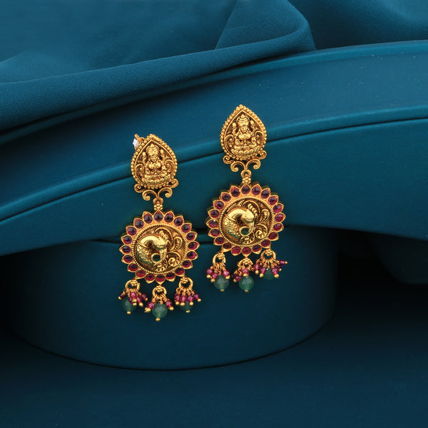 Goddess-Lakshmi-Ira-Gold-Plated-Silver-Earrings