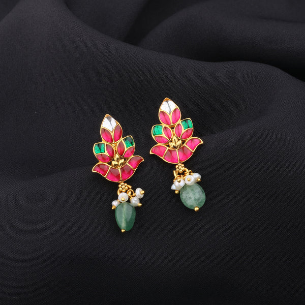 Pink-Gulal-Silver-Earrings-Drops