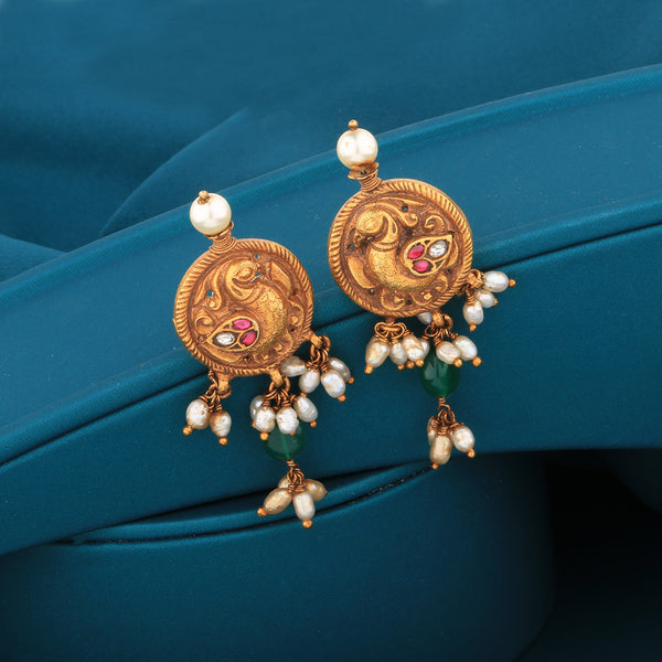 Mahika-Peacock-Designed-Silver-Earrings-With-Hangs